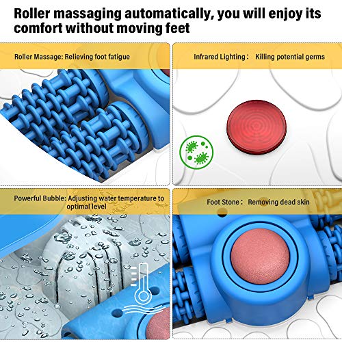 Masajeador Spa Pies Arealer con Rodillo Automático, Hidromasaje Pies con 3 Velocidades de Masaje Pies, Control de Temperatura por Infrarrojo con Burbujas, Uso en Hogar y Oficina para alivar los Pies