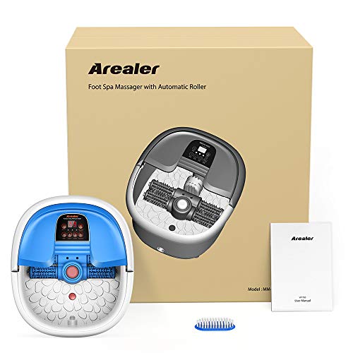 Masajeador Spa Pies Arealer con Rodillo Automático, Hidromasaje Pies con 3 Velocidades de Masaje Pies, Control de Temperatura por Infrarrojo con Burbujas, Uso en Hogar y Oficina para alivar los Pies