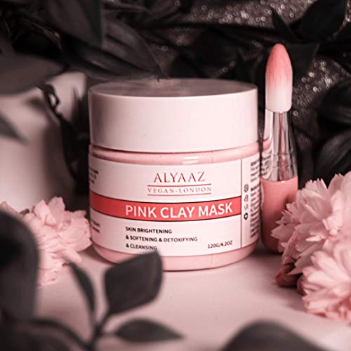 Máscara de arcilla rosa vegana australiana mágica, hidratante, elimina manchas oscuras, aprieta los poros, limpiador con cepillo.