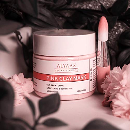 Máscara de arcilla rosa vegana australiana mágica, hidratante, elimina manchas oscuras, aprieta los poros, limpiador con cepillo.