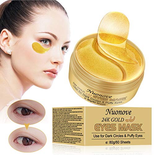 Máscara para los ojos, Parches para los ojos, Ojos Parches, Máscara para ojos de colágeno, Contorno de Ojos Antiarrugas, Anti edad para ojeras,bolsas,patas de gallo e hinchazón, 60Pcs