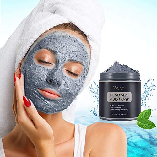 Máscarilla Barro de Mar Muerto 300g, Vsadey Mascarilla Purificante e Exfoliante, Mascarilla Hidratante Facial y Cuerpo, Arcillas Faciales Reduce Poros Acné Puntos Negros Espinillas