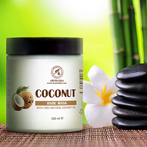 Mascarilla Capilar de Coco 250 ml - con 100% Aceite de Coco Natural - para Crecimiento y Volumen del Cabello - Sin Sulfato - Sin Parabenos - para Todo Tipo de Cabellos - Cuidado del Cabello