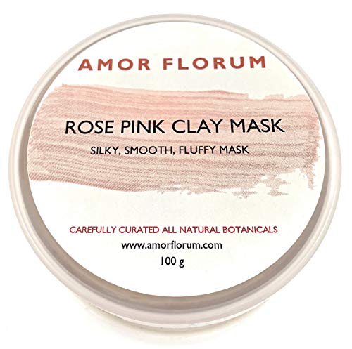 MASCARILLA DE ARCILLA ROSA - 100 g - de AMOR FLORUM. Con ingredientes botánicos. Máscara sedosa y suave. Limpia, refina, tonifica, ilumina tu piel.