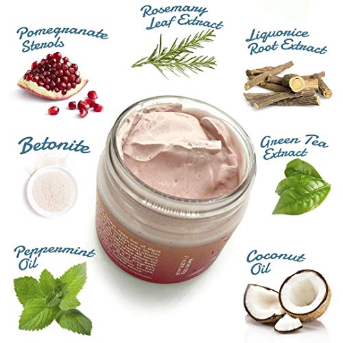 Mascarilla de arcilla rosa de Sun Prive; purifica de la piel, tonifica y refina, para recuperación de acné, elimina punto negros, efecto purificador; fórmula australiana