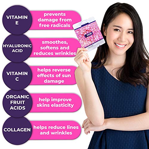 Mascarillas cara y cuello de Colágeno-Máscara antiedad y Serum intensivo de vitaminas-Reduce líneas y arrugas-Mejor Precio Spa facial en casa-Limpia Refresca y Reafirma ((Pack de 3)