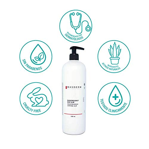 MASDERM | Crema Corporal Radiofrecuencia Anticelulitis | Fluido Radiofrecuencia | Crema fluida anticelulitis | Ginseng, Cafeína, Espirulina/Uso profesional o externo | 1000ml