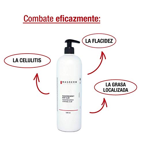 MASDERM | Crema Corporal Radiofrecuencia Anticelulitis | Fluido Radiofrecuencia | Crema fluida anticelulitis | Ginseng, Cafeína, Espirulina/Uso profesional o externo | 1000ml