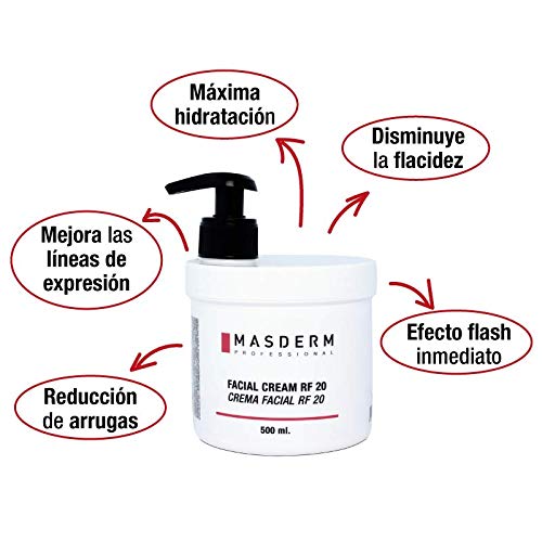 MASDERM | Crema Facial Radiofrecuencia Hidratante | Antiarrugas | Ácido Hialurónico | Colágeno | Profesional | Mujer | 500gr