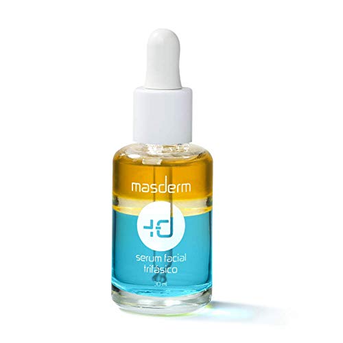 MASDERM | Serum Facial Trifásico Antioxidante | Suavidad Firmeza Iluminación Elasticidad | Antiarrugas Antimanchas Vitamina E | Aloe Vera Rosa Mosqueta | Aceite de Argán | Fórmula innovadora | 30ml