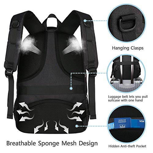 MATEIN Mochila Portatil Mochila Hombre Impermeable,Mochila Ordenador Portatil 15.6 Pulgadas,Mochila Portatil con Puerto USB,Mochila Antirrobo del Negocio Trabajo Diario Viaje Escolares-Negro