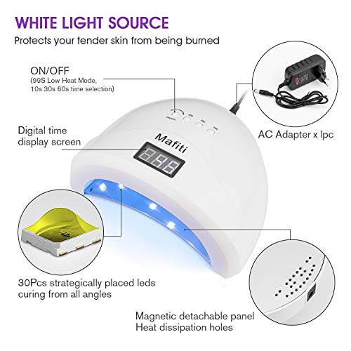 Matifi Lámpara Ultravioleta para secado de uñas. 48W. Tecnología UV LED. Ideal para uñas de gel y todo tipo de manicura. Con 4 modos de temporizador