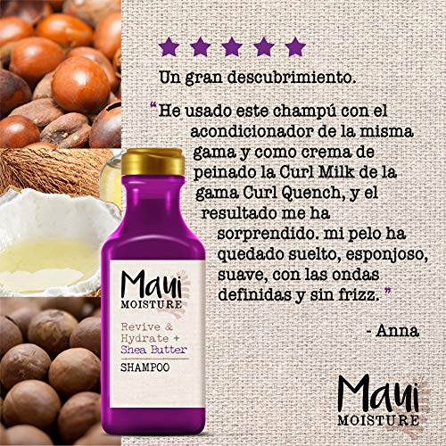 Maui Moisture, Champú Revitaliza e Hidrata Manteca de Karité, pelos Secos y Dañados, 385 ml