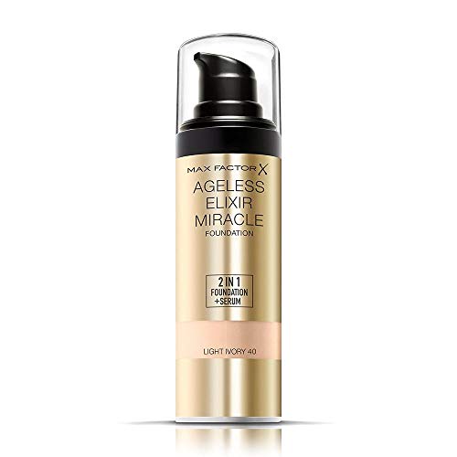Max Factor Ageless Elixir 2 en 1 Base de Maquillaje + Sérum, Tono 40 Light Ivory - 4 gr