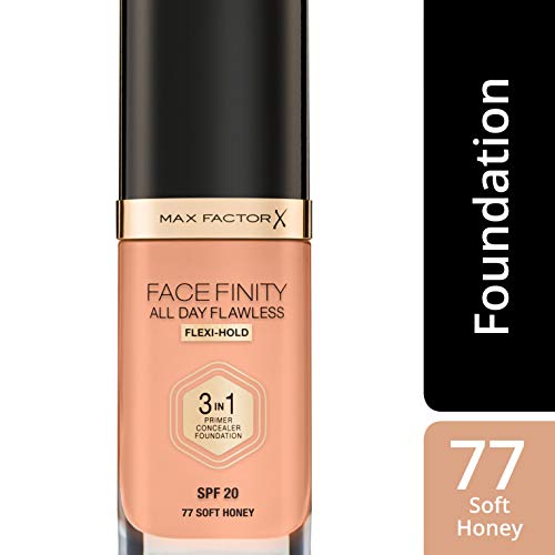 Max Factor FaceFinity 3 en 1 All Day Flawless Base de Maquillaje Tono 077 Soft Honey - 30 ml