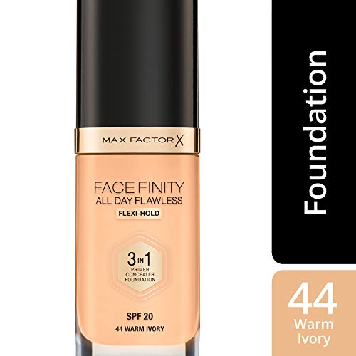 Max Factor Facefinity 3 en 1 All Day Flawless Base de Maquillaje, Tono 44