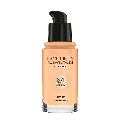 Max Factor Facefinity 3 en 1 All Day Flawless Base de Maquillaje, Tono 44