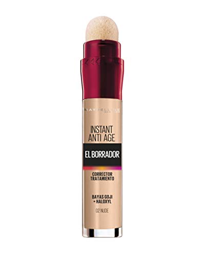 Maybelline Corrector de Ojeras, Bolsas e Imperfecciones Borrador Ojos Tono 02 Nude pieles claras, 6.8 ml