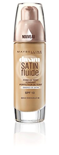 Maybelline Dream Satin Liquid 48 Sun Beige base de maquillaje Frasco dispensador Líquido - Base de maquillaje (Sun Beige, Piel mixta, Piel normal, Piel sensible, Frasco dispensador, Líquido, Encogimiento Pore, Natural)