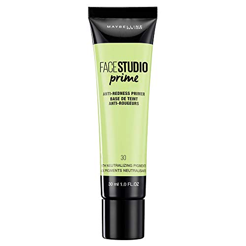 Maybelline New York - Face Studio Primer, Primer Prebase de Maquillaje, Antirojeces, Tono 30 - 30 ml