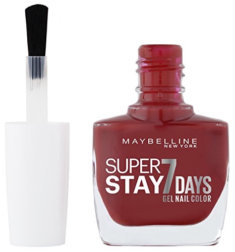Maybelline New York Make-up superstay nailpolish Forever Strong 7 Days acabado Gel Esmalte de Uñas Deep Red/lacado color con Ultra Fuerte sujeción sin lámpara UV en enriquecidos Rojo, 1 x 10 ml