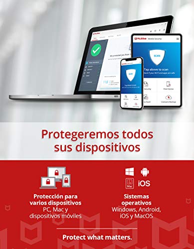 McAfee Total Protection 2020, 3 Dispositivos, 1 Año, Software Antivirus, Seguridad de Internet, Manager de Contraseñas, Seguridad Móvil, Compatible con PC/Mac/Android/iOS, Edición Europea, Descargable