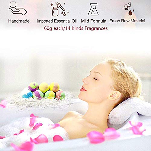 McNory 14 Bombas de Baño,Set Bolas de Baño con Aceites Esenciales,Bath bombs Baño de Burbujas,Sales de Baño,Navidad Dia de san valentin Regalo femenino