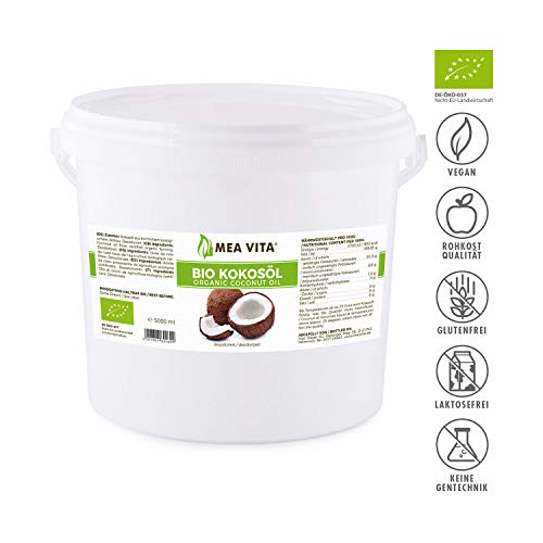 Meavita Aceite De Coco Orgánico, Insípido (Desodorizado) Paquete De 1, 5000 ml