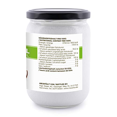 Meavita Aceite De Coco Orgánico Meavita, Nativo, 1 Paquete (1 X 500 Ml) En Un Vaso 500 ml