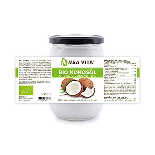 Meavita Aceite De Coco Orgánico Meavita, Nativo, 1 Paquete (1 X 500 Ml) En Un Vaso 500 ml