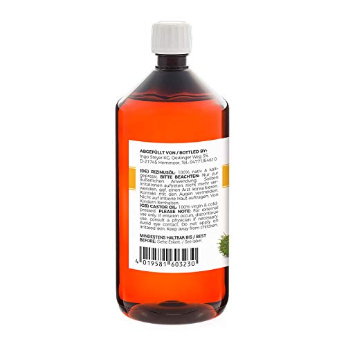 MeaVita aceite de ricino - puro, natural, vegano, sin hexano, no OGM, 1-Pack (1 x 1000 ml)