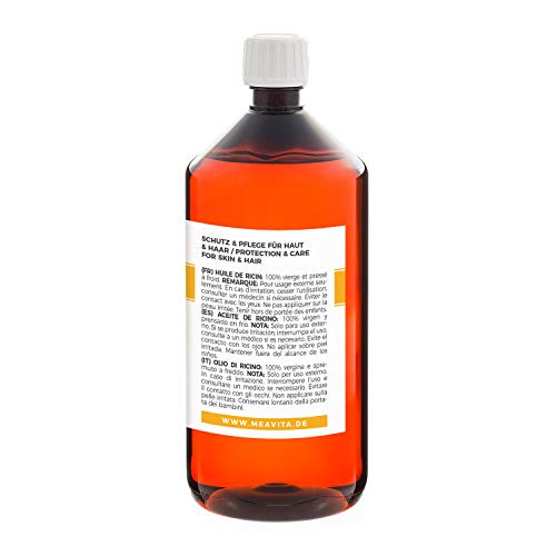 MeaVita aceite de ricino - puro, natural, vegano, sin hexano, no OGM, 1-Pack (1 x 1000 ml)