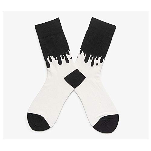 medias de relleno para niñas / 3 pares/mujer/tubo mediano otoño e invierno tubo largo calcetines a juego de color blanco y negro-I3_Talla única (37-43)
