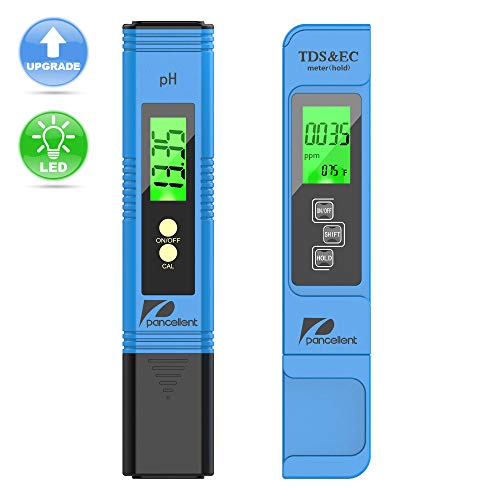 Medidor de prueba de calidad del agua Pancellent TDS PH EC Temperatura 4 en 1 Juego para hidroponía, acuarios, agua potable, sistema de RO, estanque de peces y piscina