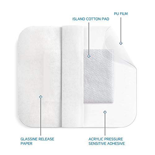 Medrull - Apósitos esterilizados para heridas transparentes e impermeables, 7 x 6 cm,paquete de 75 unidades