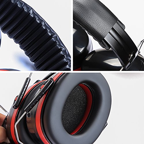 Meerveil Orejeras Protección Plegables, Cancelación de Ruido, Orejeras Auditiva para Proteger Oídos, Casco con Espuma Suave para Niños y Adultos, SNR 35dB, Regalar un Par de Tapones para Oídos, Rojo