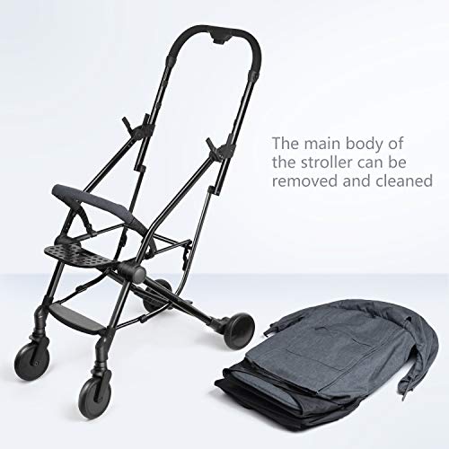 Meinkind Silla de Paseo Plegable Compacta Ultra Ligera de 5,9kg, Cochecito de Portátil, (Nacimiento a 22 kg), Silla Paseo Ligera Plegable con Una Mano, Arnés de Cinco Puntos, Respaldo Reclinable, gris