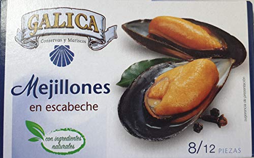 Mejillones en escabeche 8/12 piezas [PACK 6 LATAS] Galica