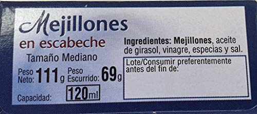 Mejillones en escabeche 8/12 piezas [PACK 6 LATAS] Galica