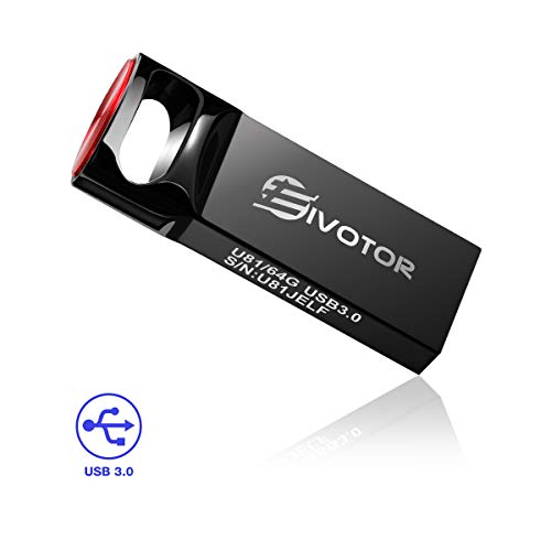 Memoria USB 64GB, EIVOTOR Pen Drive 3.0 Portátil Mini USB Stick Impermeable de Datos Memory Stick USB para Tableta/Portátil/Radio de Coche/Computadora/Televisión, Material de Metal