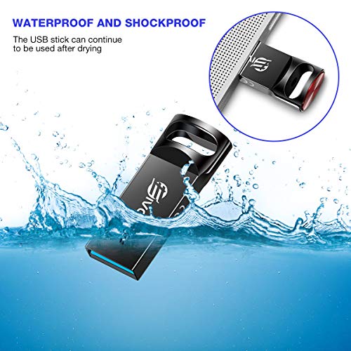 Memoria USB 64GB, EIVOTOR Pen Drive 3.0 Portátil Mini USB Stick Impermeable de Datos Memory Stick USB para Tableta/Portátil/Radio de Coche/Computadora/Televisión, Material de Metal