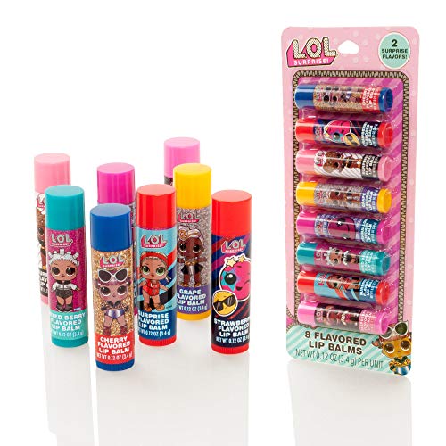 MGA Entertainment LOL Surprise - Paquete de 8 Barras de bálsamo Labial con Sabor - Set de Brillo de Labios para niñas