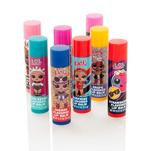 MGA Entertainment LOL Surprise - Paquete de 8 Barras de bálsamo Labial con Sabor - Set de Brillo de Labios para niñas