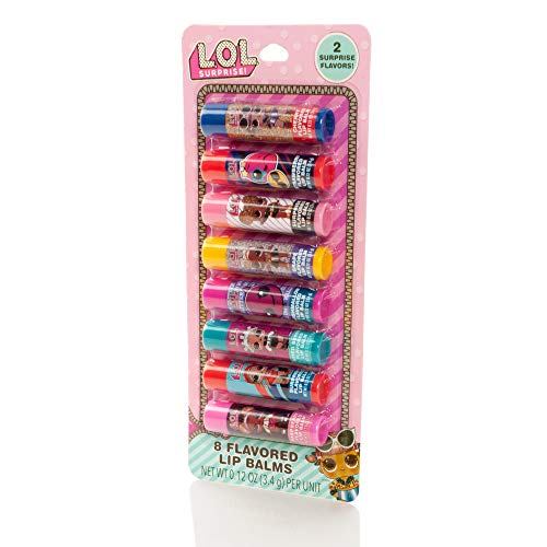 MGA Entertainment LOL Surprise - Paquete de 8 Barras de bálsamo Labial con Sabor - Set de Brillo de Labios para niñas