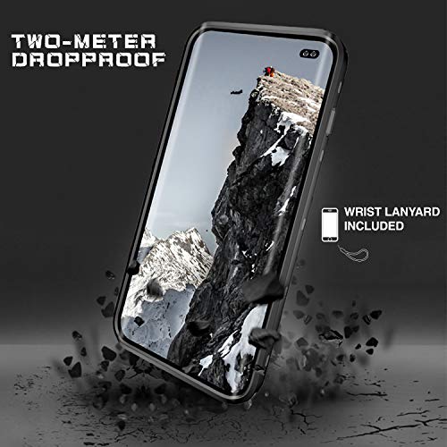 Mijobs Funda Impermeable Galaxy S10+ Plus,[Anti-rasguños][Protección de 360 Grados],Case Protectora con Protector de Pantalla Incorporado Reemplazo For Samsung S10 Plus Case 6.4 Inch 2019(Black/Clear)