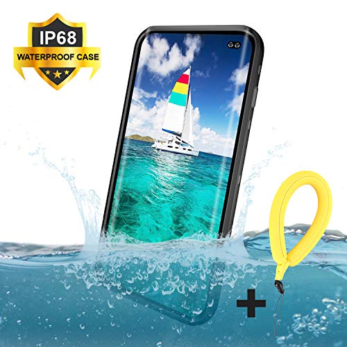 Mijobs Funda Impermeable Galaxy S10+ Plus,[Anti-rasguños][Protección de 360 Grados],Case Protectora con Protector de Pantalla Incorporado Reemplazo For Samsung S10 Plus Case 6.4 Inch 2019(Black/Clear)