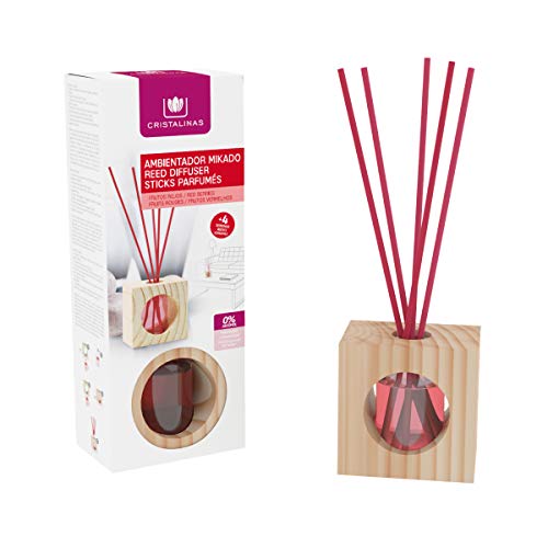 MIKADO de MADERA. Sin alcohol. Aroma: FRUTOS ROJOS. +4 semanas de duración.