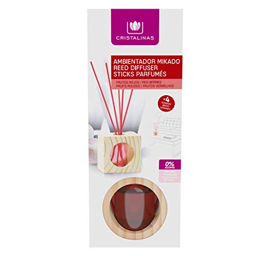 MIKADO de MADERA. Sin alcohol. Aroma: FRUTOS ROJOS. +4 semanas de duración.