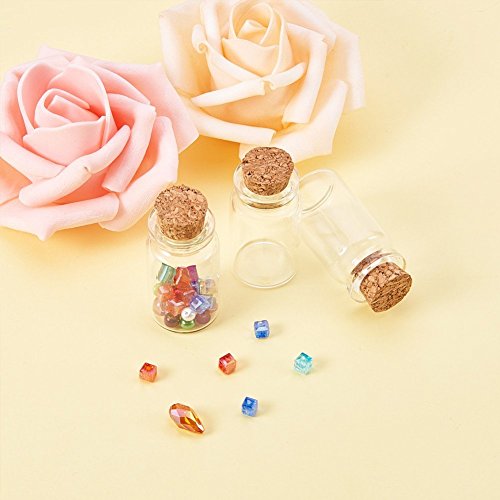MINGZE 20 Piezas 20 ML Pequeñas Botellas de Cristal Botellas de Vidrio Pequeñas Frascos de Muestra con Tapones de Corcho para decoración de DIY, Aromas, Aceites, Especias, Dijes, Bodas, Mensaje