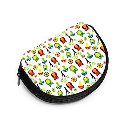 Mini Monedero para Mujer Cute Owl Wallpaper Pattern Monedero Monedero Estuche de Cambio Lindo Tarjeta de crédito Monederos para Llaves Monedero pequeño 1pcs